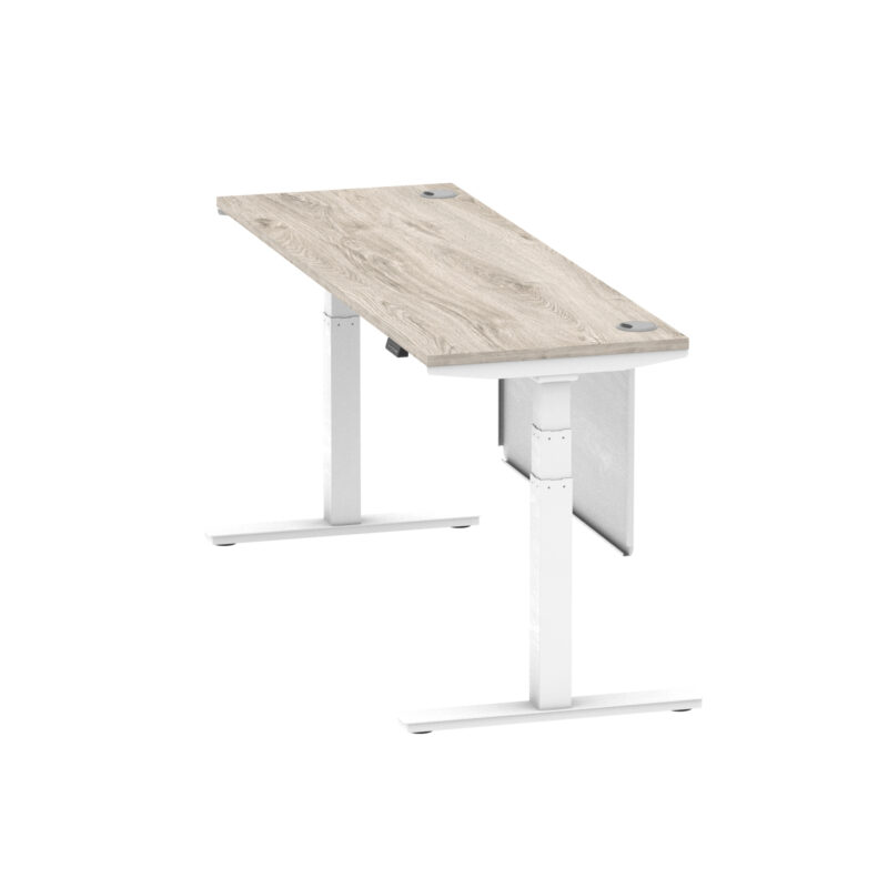 Brisk Height Adjustable Slimline Desk With Cable Ports With Steel Modesty Panel - Image 318