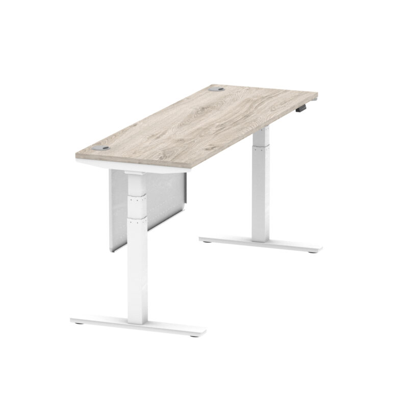 Brisk Height Adjustable Slimline Desk With Cable Ports With Steel Modesty Panel - Image 323