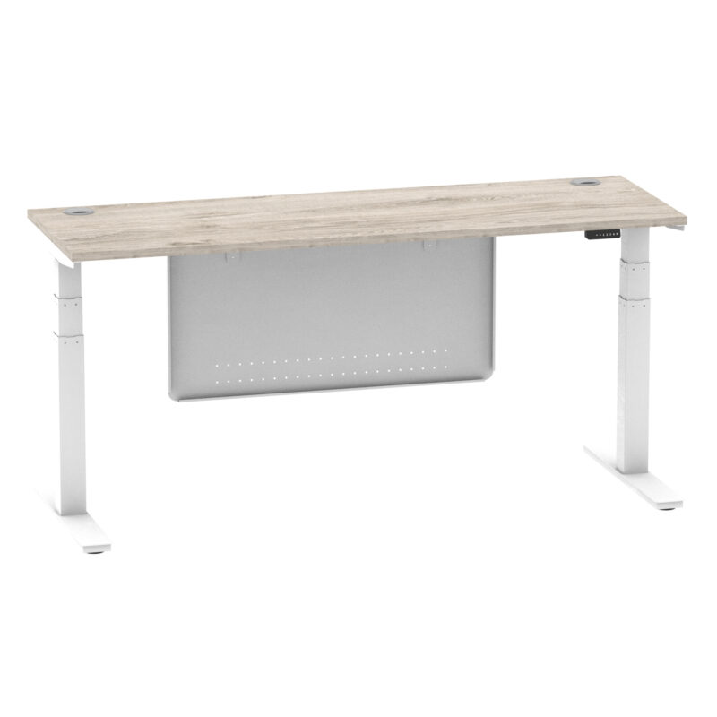 Brisk Height Adjustable Slimline Desk With Cable Ports With Steel Modesty Panel - Image 324