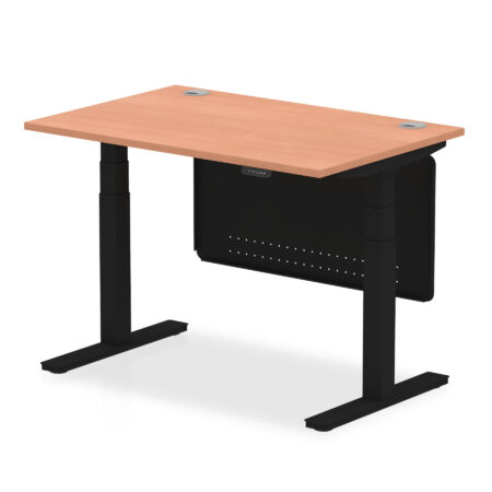 Brisk Height Adjustable Desk With Cable Ports With Steel Modesty Panel