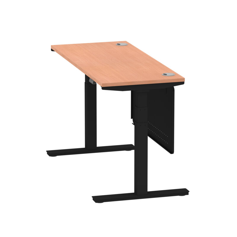 Brisk Height Adjustable Slimline Desk With Cable Ports With Steel Modesty Panel - Image 20