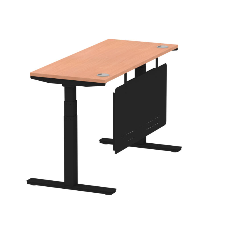 Brisk Height Adjustable Slimline Desk With Cable Ports With Steel Modesty Panel - Image 21