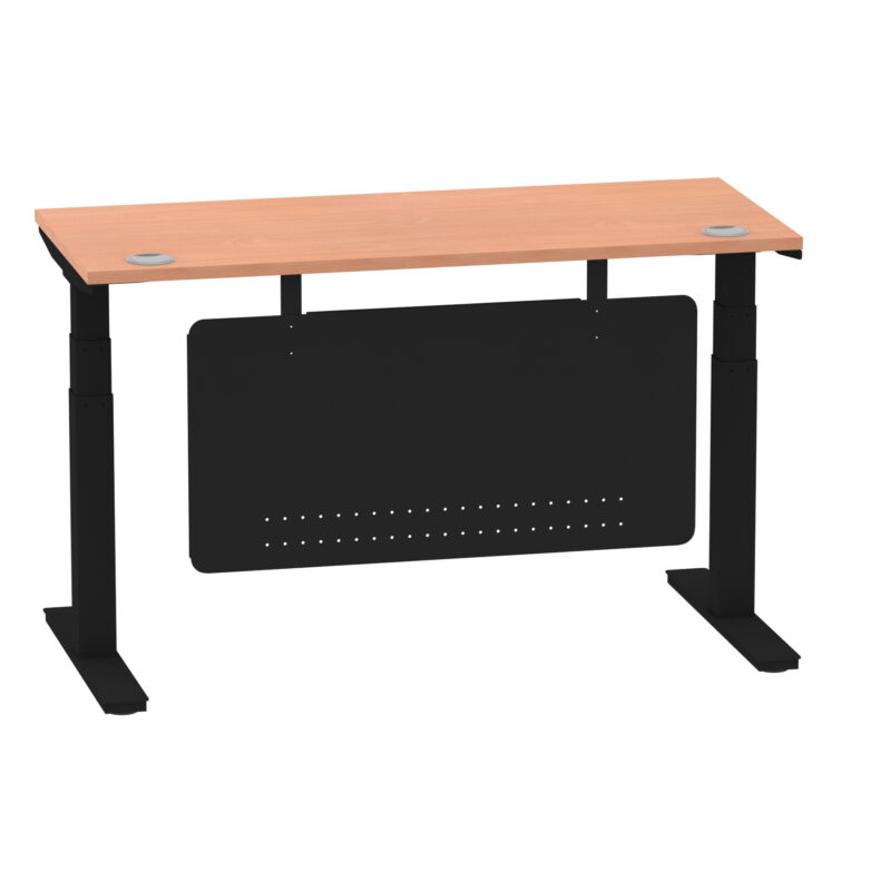 Brisk Height Adjustable Slimline Desk With Cable Ports With Steel Modesty Panel - Image 22
