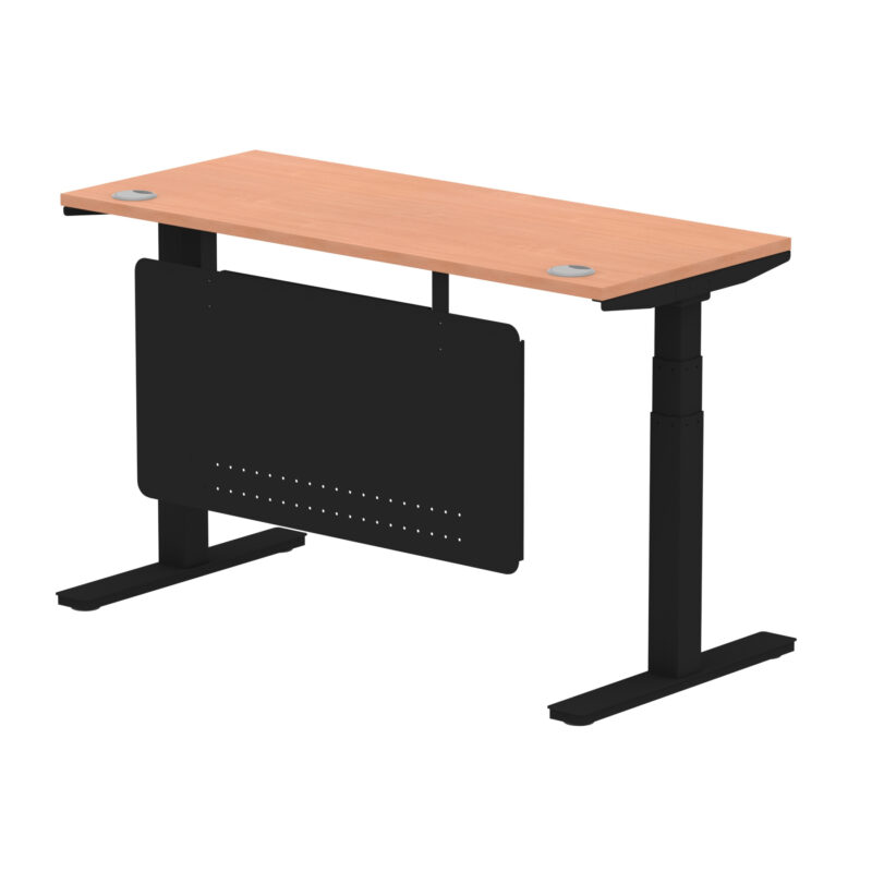 Brisk Height Adjustable Slimline Desk With Cable Ports With Steel Modesty Panel - Image 23