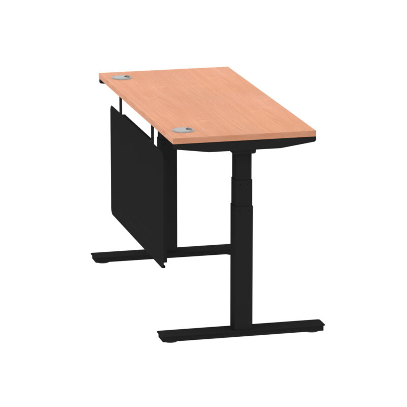 Brisk Height Adjustable Slimline Desk With Cable Ports With Steel Modesty Panel - Image 24