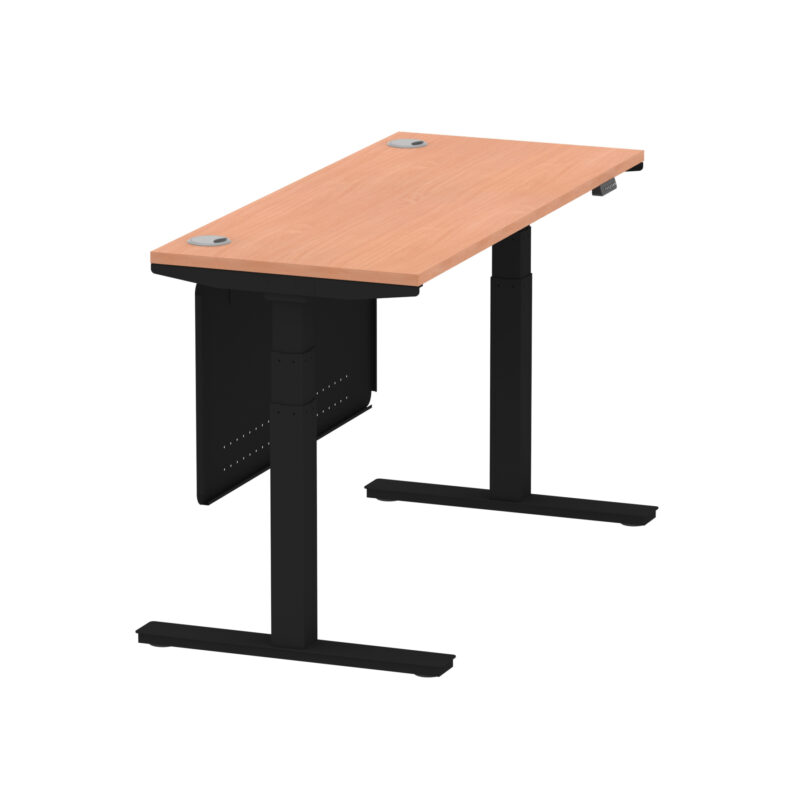 Brisk Height Adjustable Slimline Desk With Cable Ports With Steel Modesty Panel - Image 25