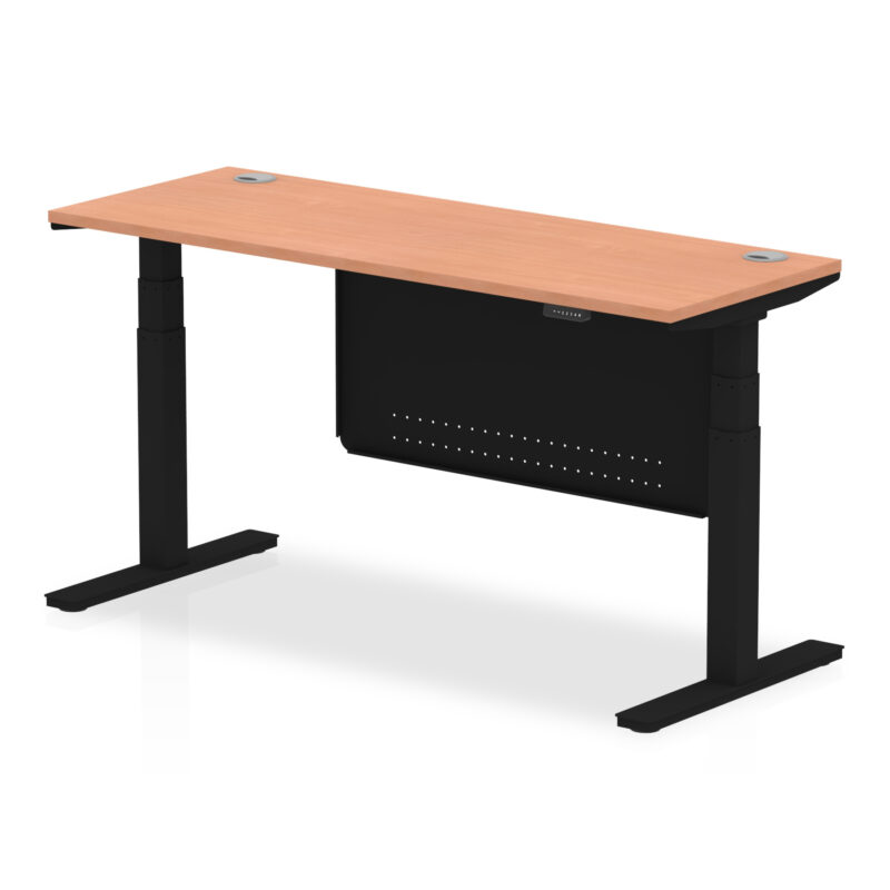 Brisk Height Adjustable Slimline Desk With Cable Ports With Steel Modesty Panel - Image 163