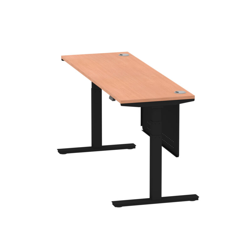 Brisk Height Adjustable Slimline Desk With Cable Ports With Steel Modesty Panel - Image 182