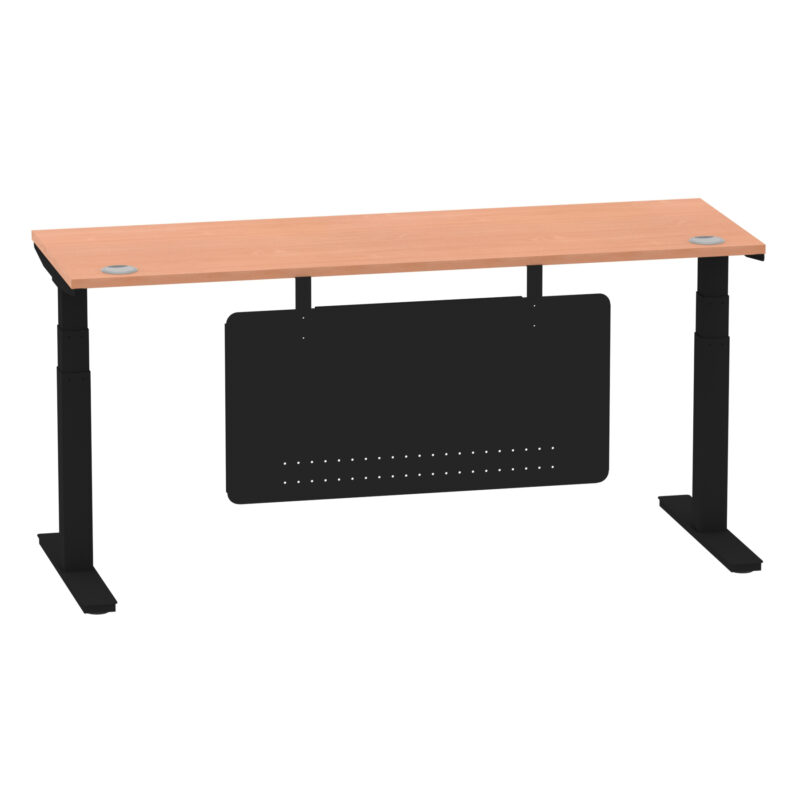 Brisk Height Adjustable Slimline Desk With Cable Ports With Steel Modesty Panel - Image 184