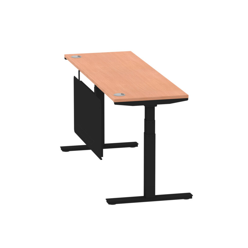 Brisk Height Adjustable Slimline Desk With Cable Ports With Steel Modesty Panel - Image 186