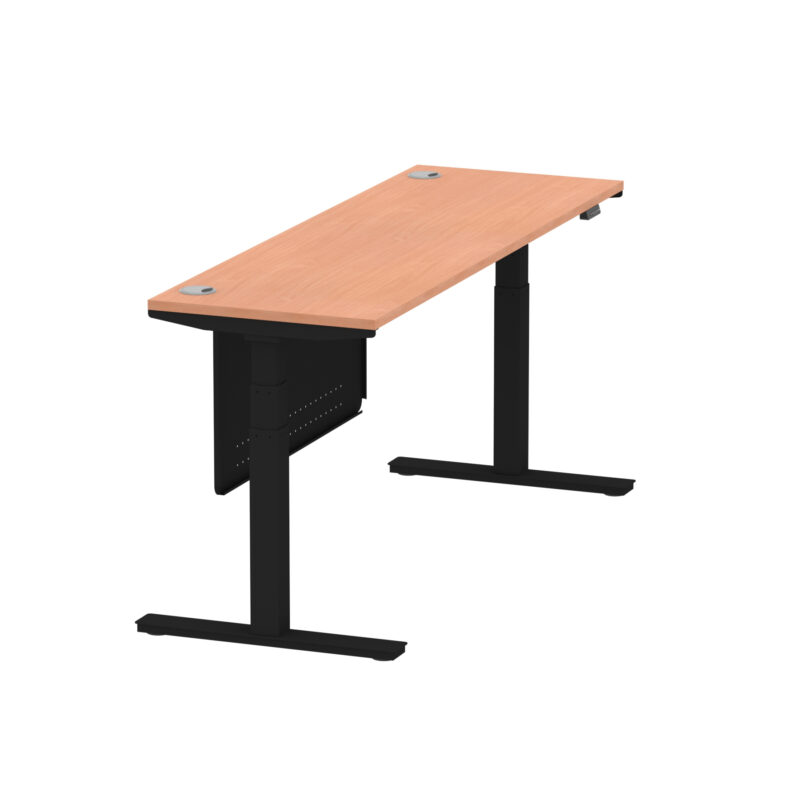 Brisk Height Adjustable Slimline Desk With Cable Ports With Steel Modesty Panel - Image 187