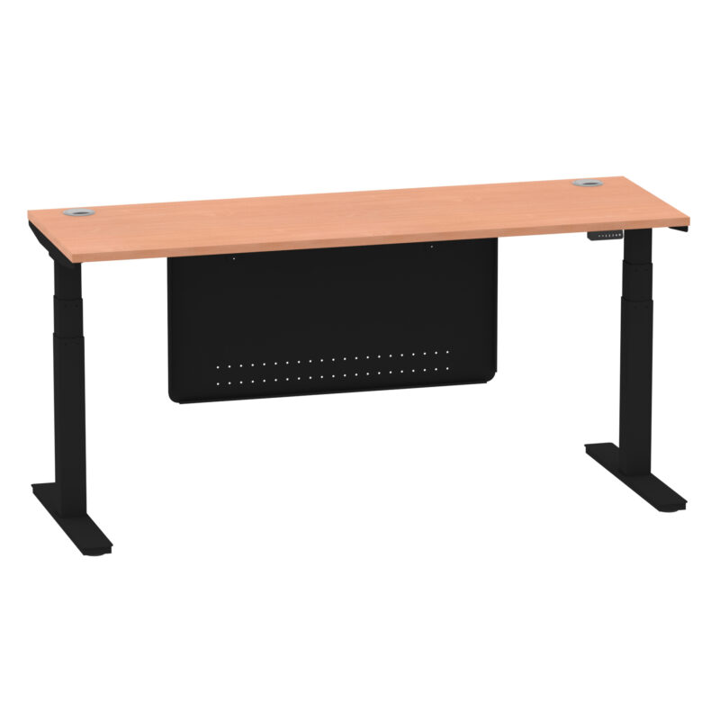 Brisk Height Adjustable Slimline Desk With Cable Ports With Steel Modesty Panel - Image 188