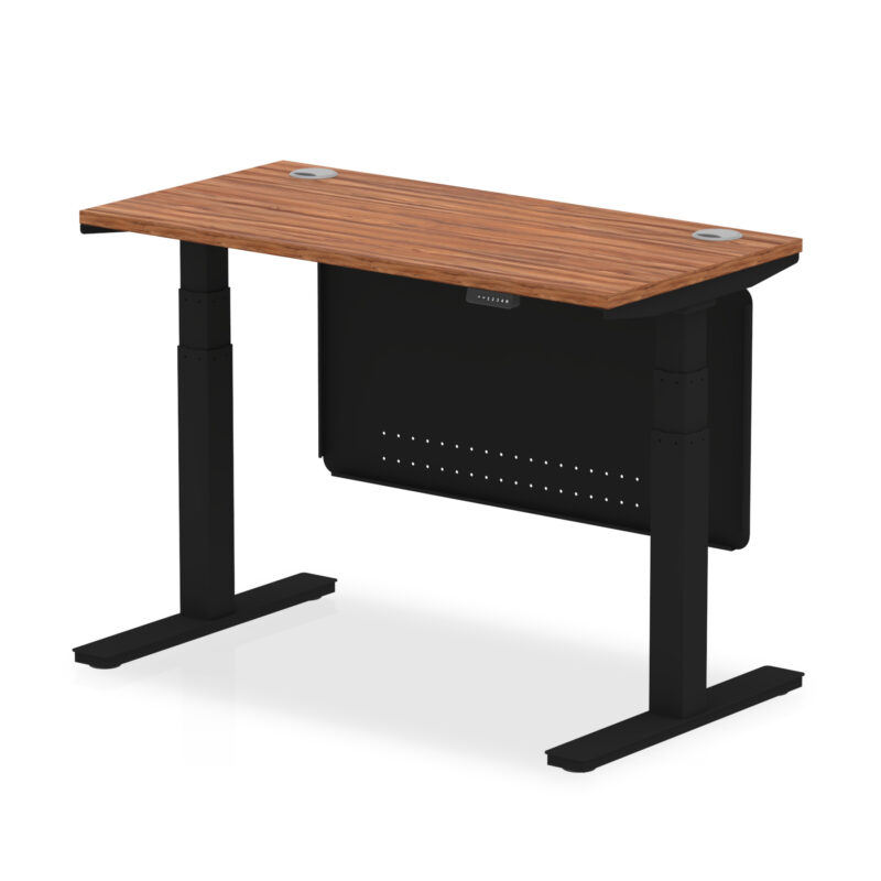 Brisk Height Adjustable Slimline Desk With Cable Ports With Steel Modesty Panel - Image 4