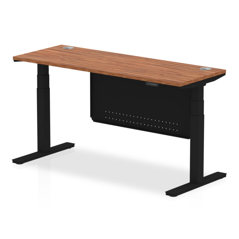 Brisk Height Adjustable Slimline Desk With Cable Ports With Steel Modesty Panel - Image 166