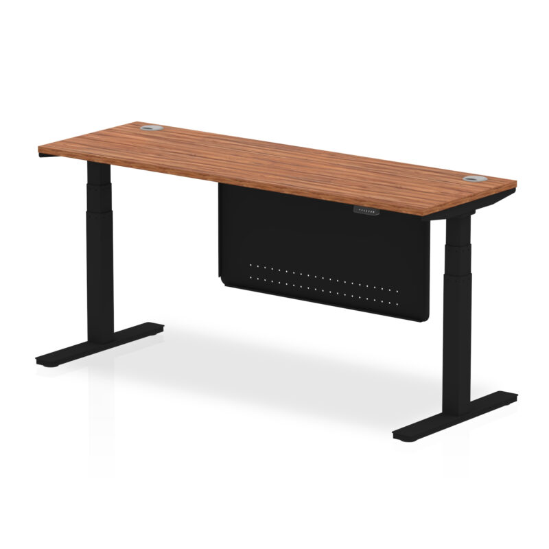 Brisk Height Adjustable Slimline Desk With Cable Ports With Steel Modesty Panel - Image 205
