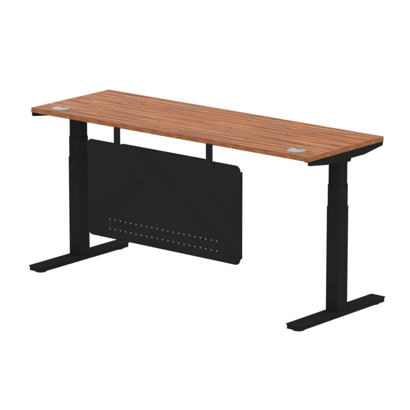 Brisk Height Adjustable Slimline Desk With Cable Ports With Steel Modesty Panel - Image 209