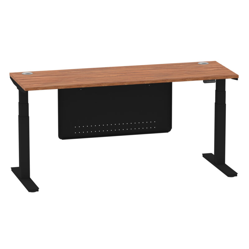 Brisk Height Adjustable Slimline Desk With Cable Ports With Steel Modesty Panel - Image 212