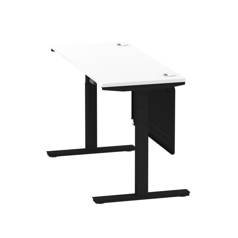 Brisk Height Adjustable Slimline Desk With Cable Ports With Steel Modesty Panel - Image 68