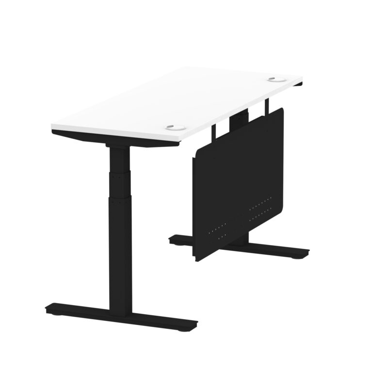 Brisk Height Adjustable Slimline Desk With Cable Ports With Steel Modesty Panel - Image 69