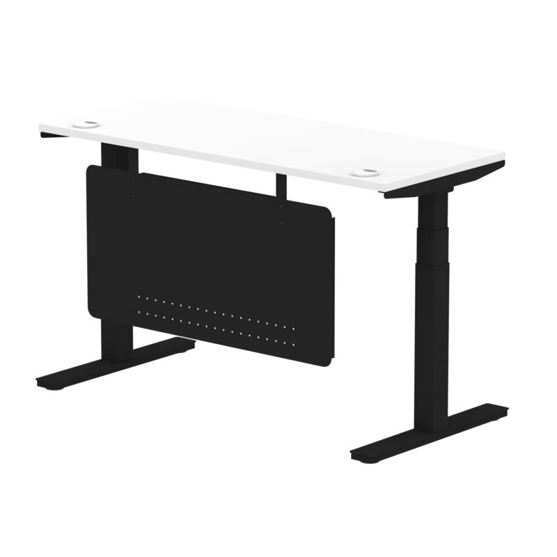 Brisk Height Adjustable Slimline Desk With Cable Ports With Steel Modesty Panel - Image 71