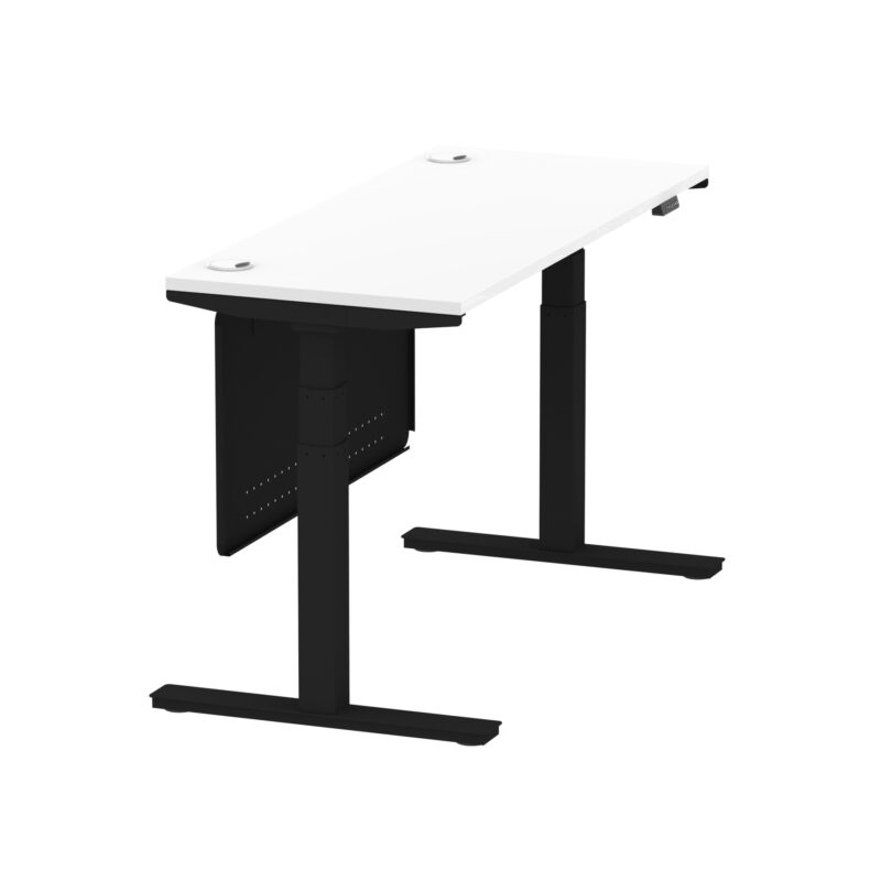 Brisk Height Adjustable Slimline Desk With Cable Ports With Steel Modesty Panel - Image 73