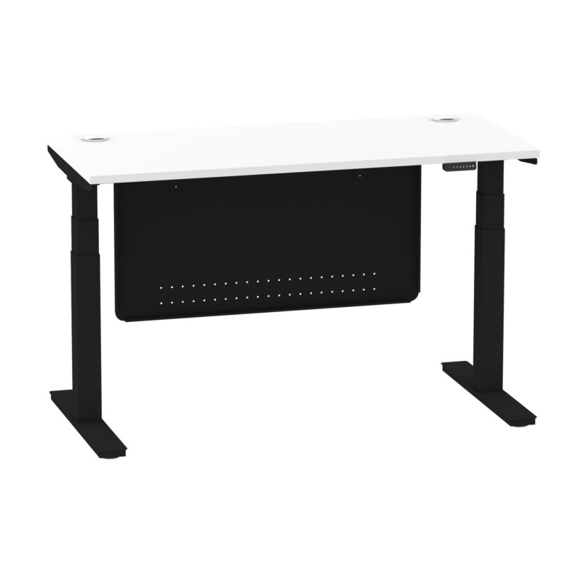 Brisk Height Adjustable Slimline Desk With Cable Ports With Steel Modesty Panel - Image 74