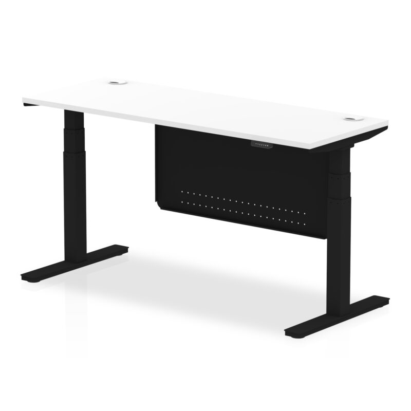 Brisk Height Adjustable Slimline Desk With Cable Ports With Steel Modesty Panel - Image 169