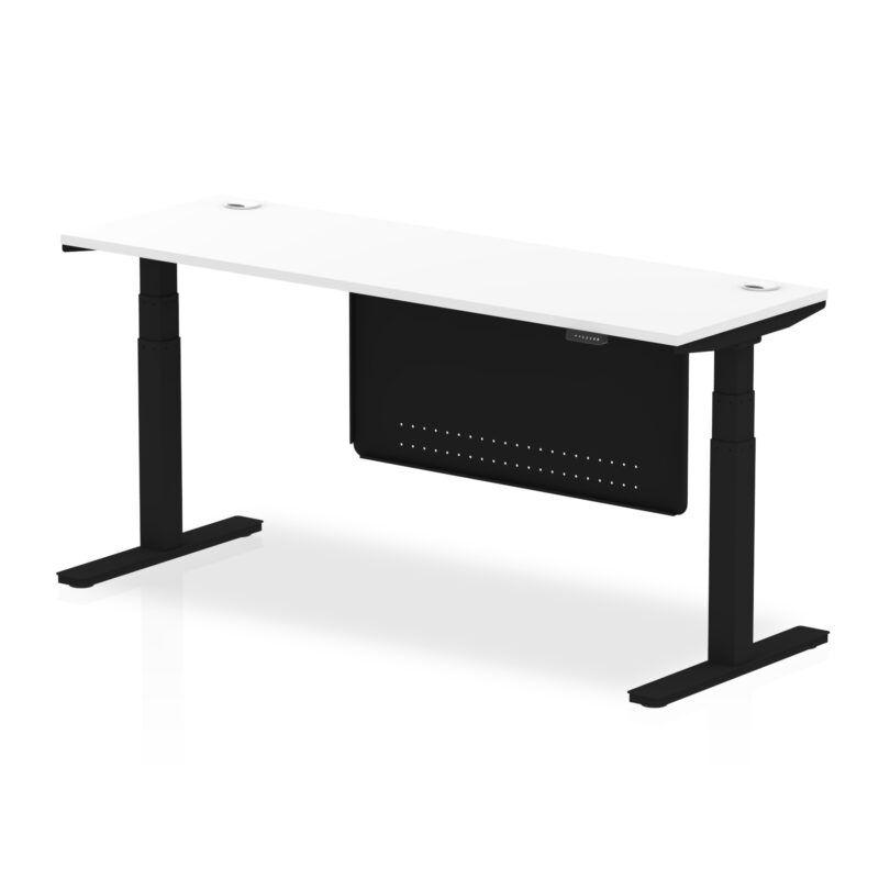 Brisk Height Adjustable Slimline Desk With Cable Ports With Steel Modesty Panel - Image 229