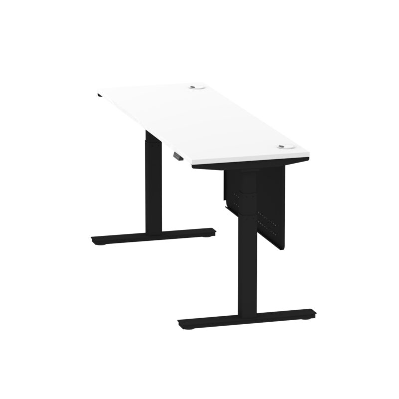 Brisk Height Adjustable Slimline Desk With Cable Ports With Steel Modesty Panel - Image 230