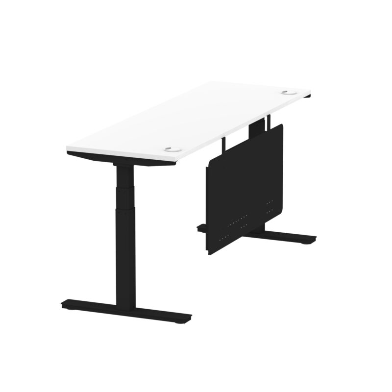 Brisk Height Adjustable Slimline Desk With Cable Ports With Steel Modesty Panel - Image 231