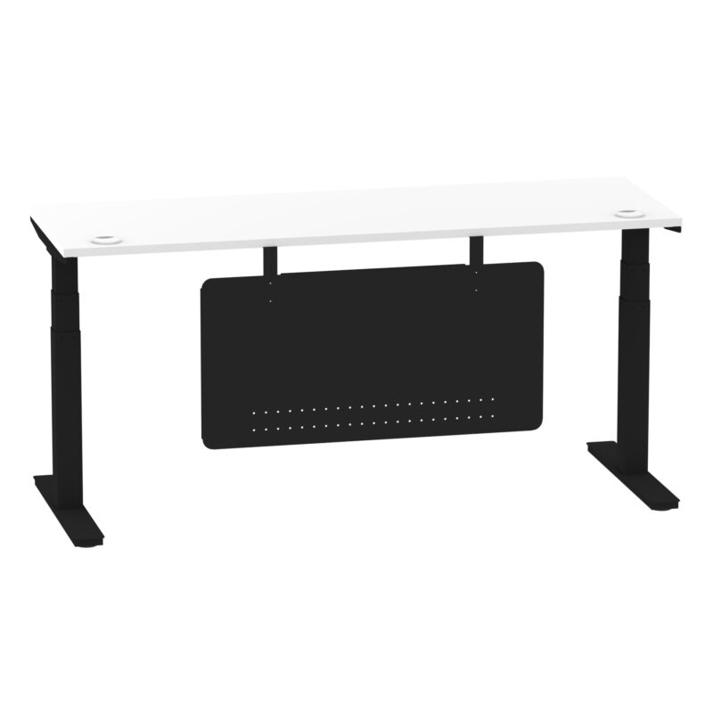 Brisk Height Adjustable Slimline Desk With Cable Ports With Steel Modesty Panel - Image 232