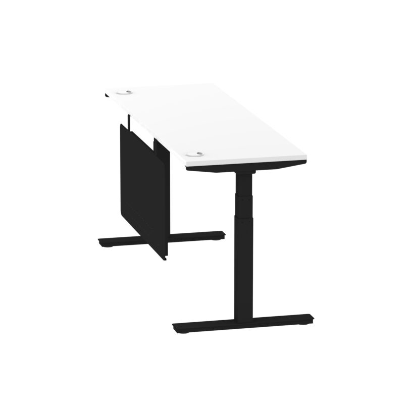 Brisk Height Adjustable Slimline Desk With Cable Ports With Steel Modesty Panel - Image 234