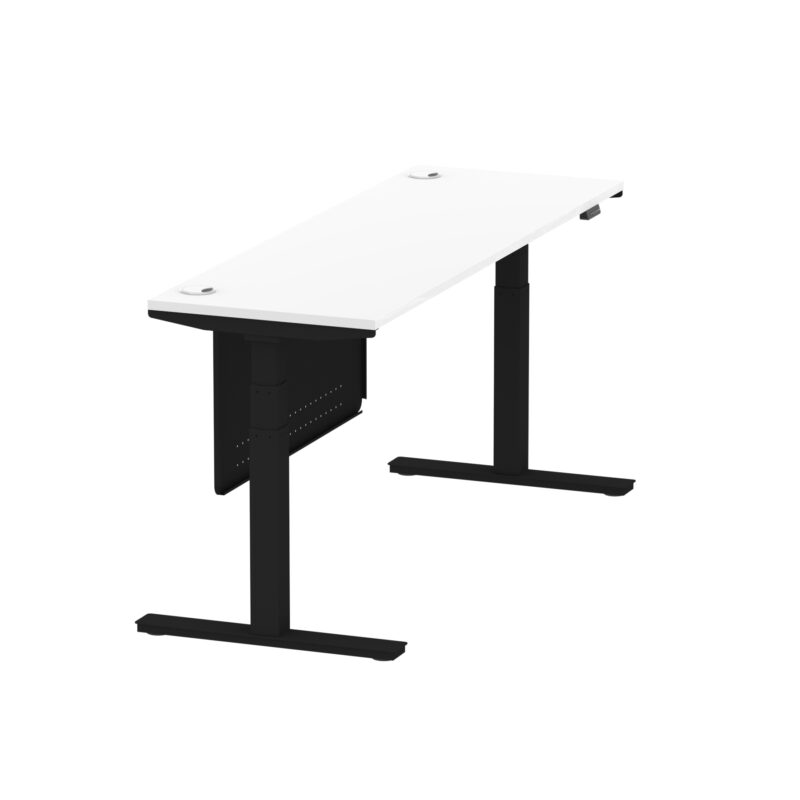 Brisk Height Adjustable Slimline Desk With Cable Ports With Steel Modesty Panel - Image 235