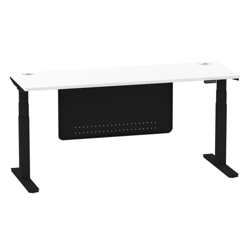 Brisk Height Adjustable Slimline Desk With Cable Ports With Steel Modesty Panel - Image 236