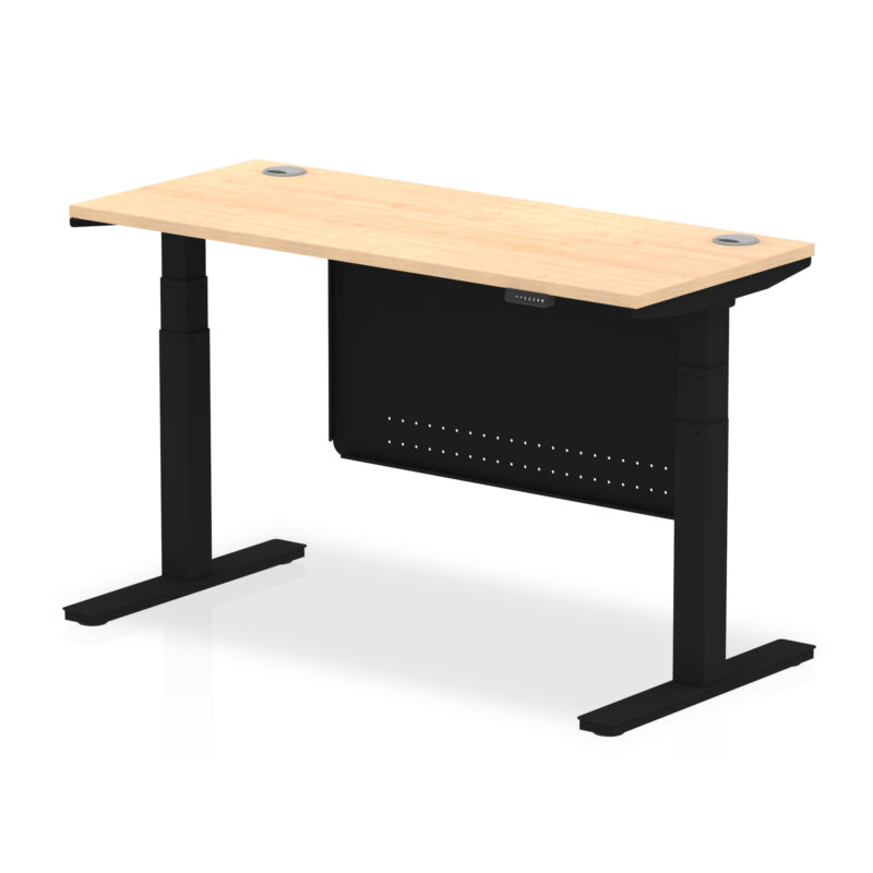 Brisk Height Adjustable Slimline Desk With Cable Ports With Steel Modesty Panel - Image 91