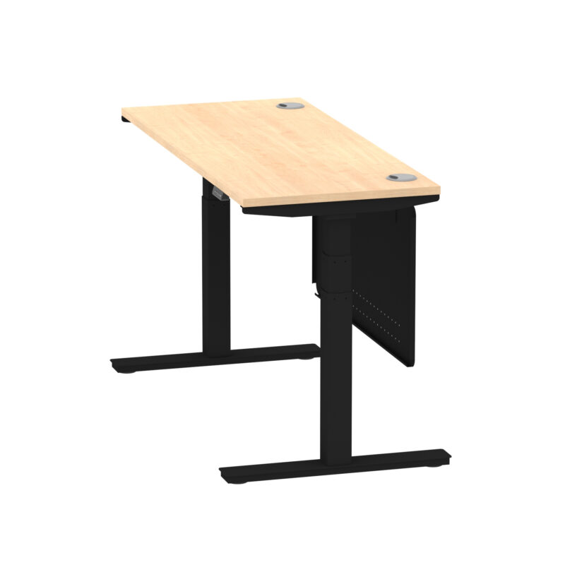 Brisk Height Adjustable Slimline Desk With Cable Ports With Steel Modesty Panel - Image 92