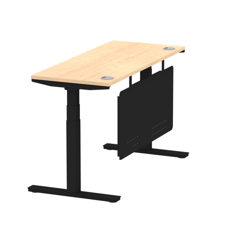 Brisk Height Adjustable Slimline Desk With Cable Ports With Steel Modesty Panel - Image 93