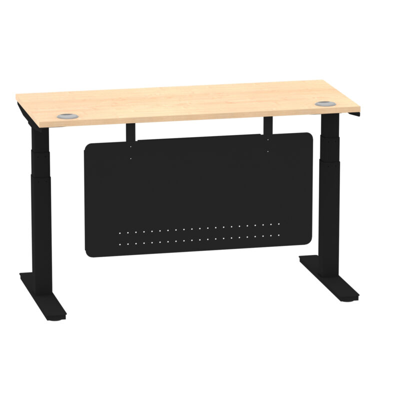 Brisk Height Adjustable Slimline Desk With Cable Ports With Steel Modesty Panel - Image 94