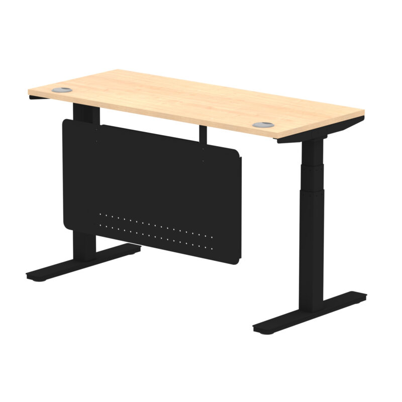 Brisk Height Adjustable Slimline Desk With Cable Ports With Steel Modesty Panel - Image 95