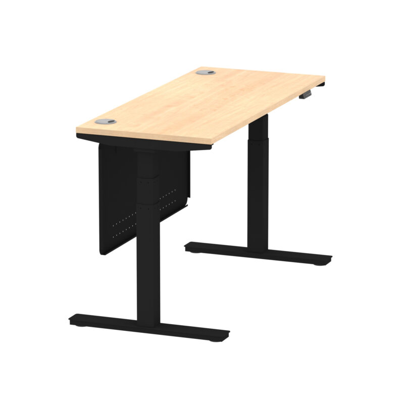 Brisk Height Adjustable Slimline Desk With Cable Ports With Steel Modesty Panel - Image 97