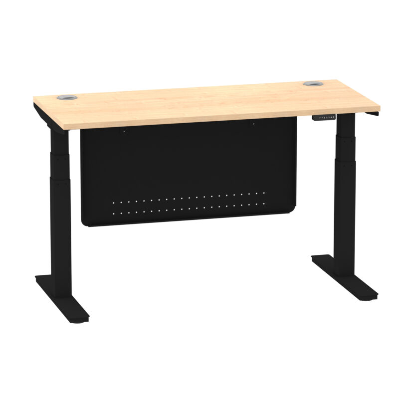 Brisk Height Adjustable Slimline Desk With Cable Ports With Steel Modesty Panel - Image 98
