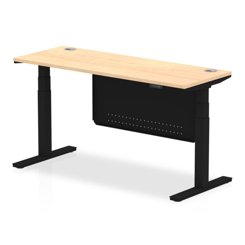 Brisk Height Adjustable Slimline Desk With Cable Ports With Steel Modesty Panel - Image 172