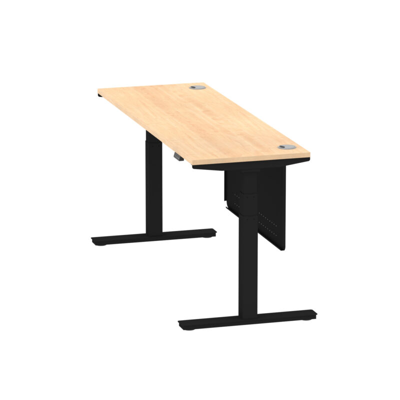 Brisk Height Adjustable Slimline Desk With Cable Ports With Steel Modesty Panel - Image 254