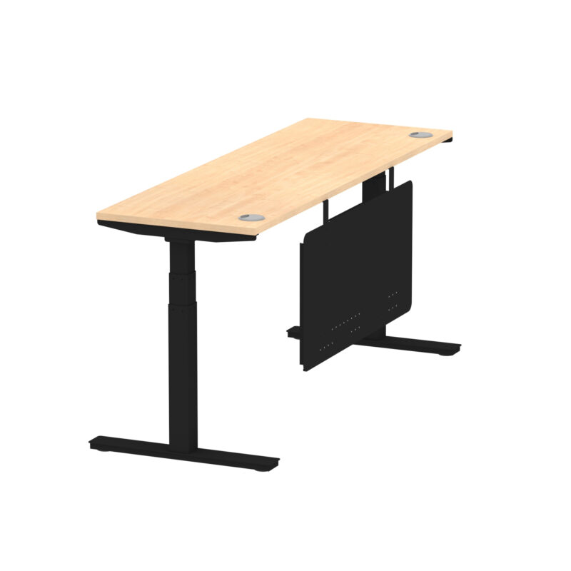 Brisk Height Adjustable Slimline Desk With Cable Ports With Steel Modesty Panel - Image 255