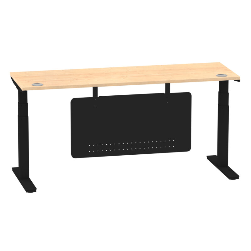 Brisk Height Adjustable Slimline Desk With Cable Ports With Steel Modesty Panel - Image 256