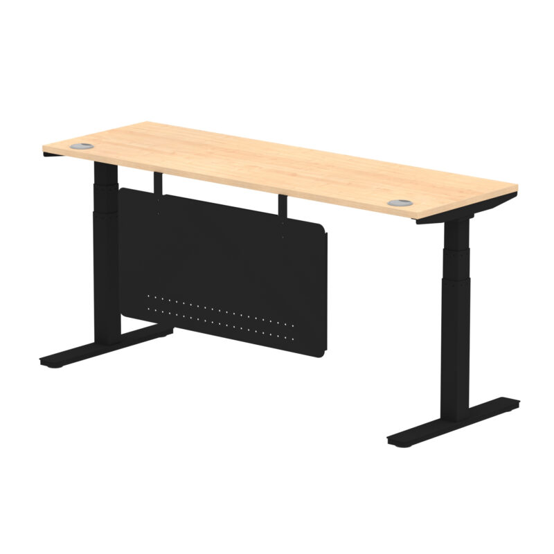 Brisk Height Adjustable Slimline Desk With Cable Ports With Steel Modesty Panel - Image 257
