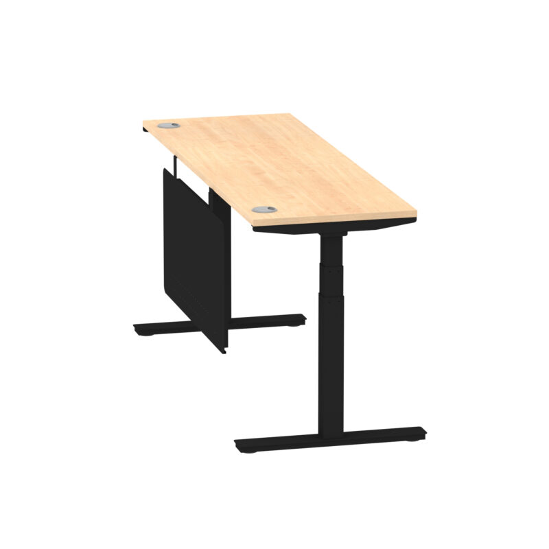 Brisk Height Adjustable Slimline Desk With Cable Ports With Steel Modesty Panel - Image 258