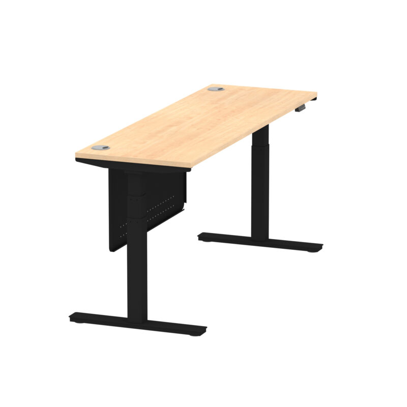 Brisk Height Adjustable Slimline Desk With Cable Ports With Steel Modesty Panel - Image 259