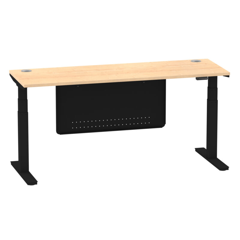 Brisk Height Adjustable Slimline Desk With Cable Ports With Steel Modesty Panel - Image 260