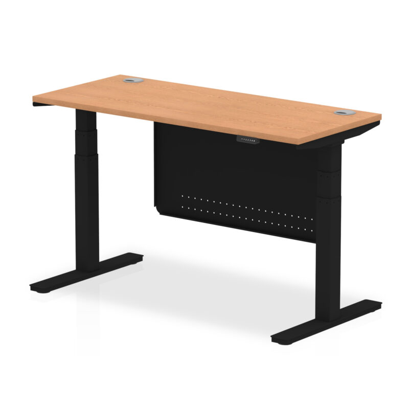 Brisk Height Adjustable Slimline Desk With Cable Ports With Steel Modesty Panel - Image 115